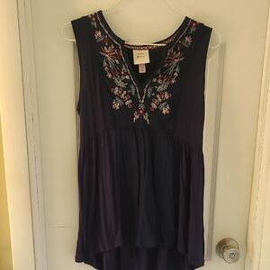 Knox Rose Dark Blue Embroidered Blouse